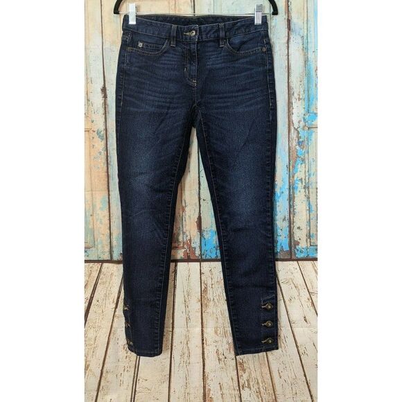 Nautica Womens Size 26 Blue Medium Wash Stretch Ankle Button Skinny Denim Jeans - Picture 1 of 8